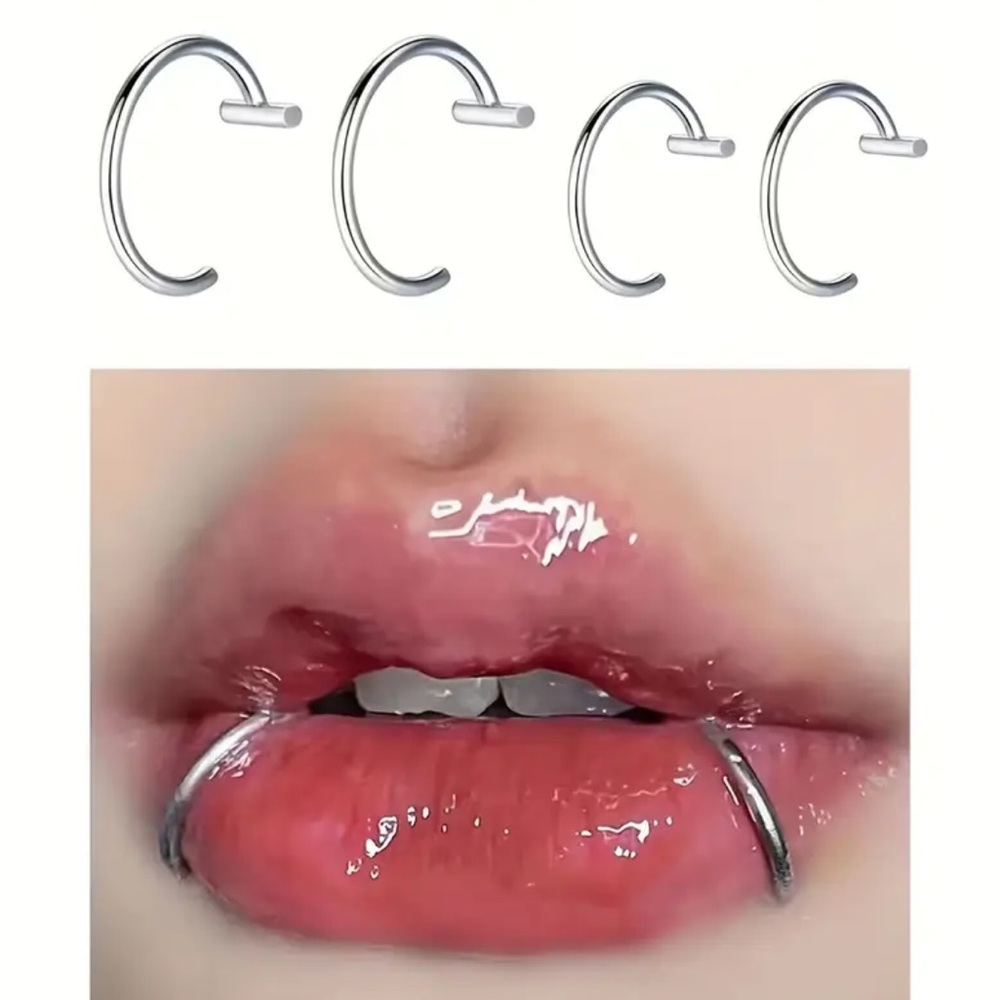 Silver Lip Ring Set — Stainless Steel Lip Hoops 2 in set